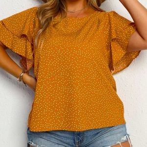 Gold and White Polka Dot Blouse